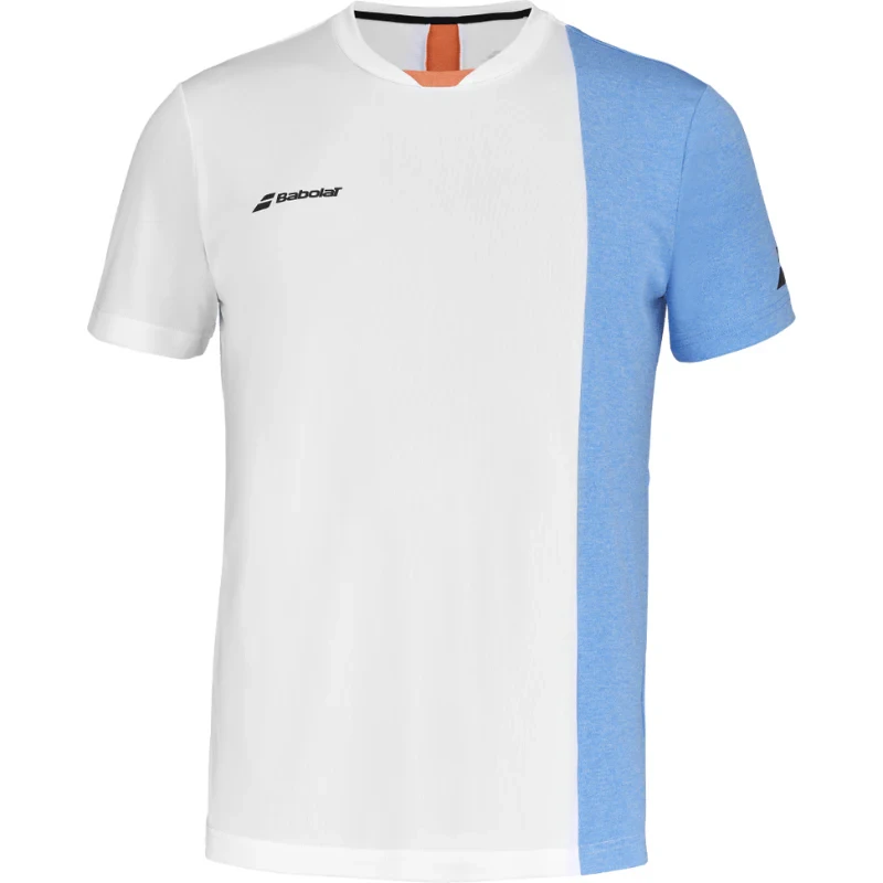  T-shirt Babolat Play Crew Neck Tee Blanc et Bleu 2025