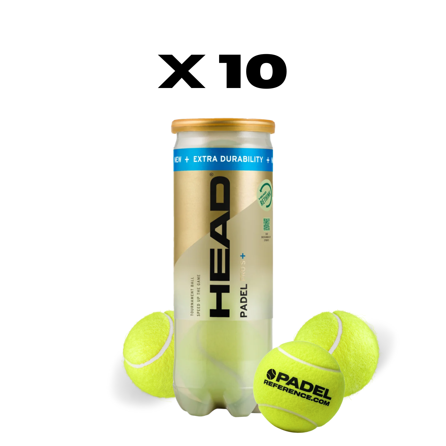 10 rör med Head Pro S+x Padel Referencebollar