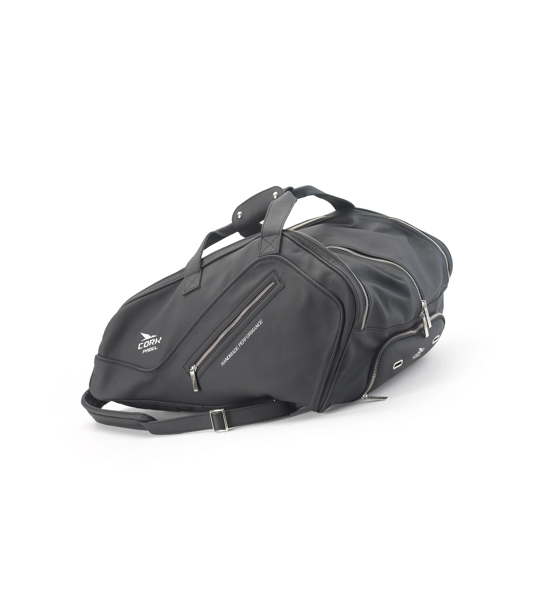 Cork Thermo Bag in black leather / silver