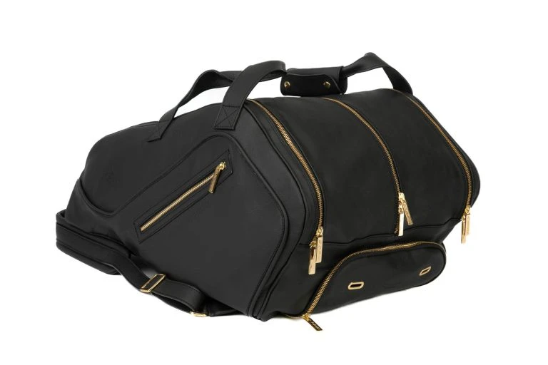 Cork Thermotasche aus schwarzem Leder / gold