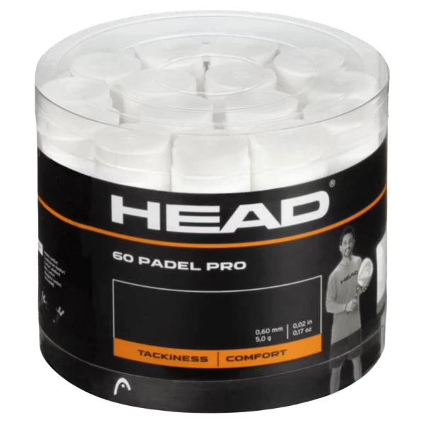 Box mit 60 weißen HEAD Pro Padel Overgrips