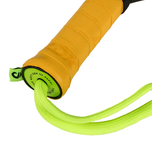 Raquette de padel Lok Be Flow Gen 2 Jaune 2026 – détail du manche et de la dragonne