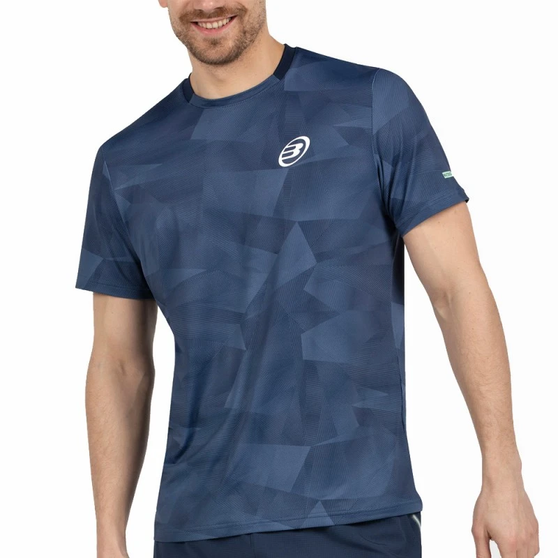 T-shirt Bullpadel Manin océan profond bleu marine vue de face