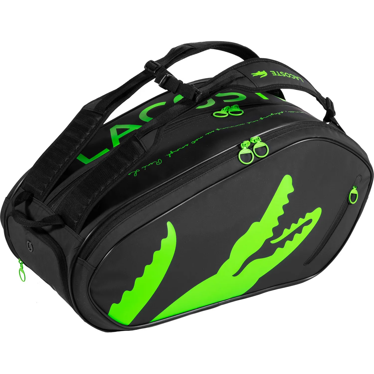 PALETERO LACOSTE L-RACKET BAG NEGRO VERDE PARA PADEL