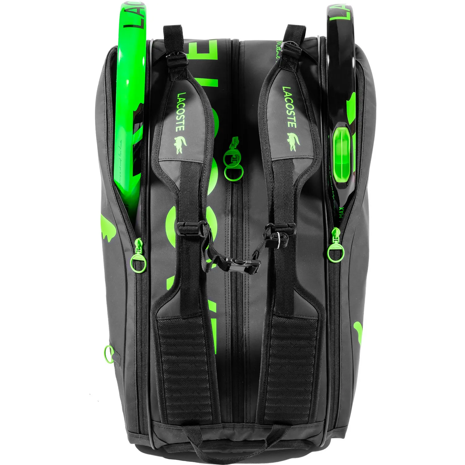 PALETERO LACOSTE L-RACKET BAG NEGRO VERDE PARA PADEL